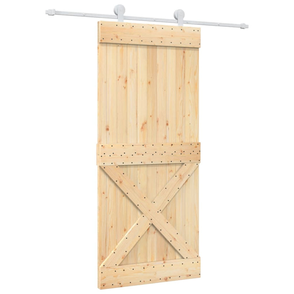 Ușă Glisantă Cu Set Feronerie, 90X210 Cm, Lemn Masiv De Pin