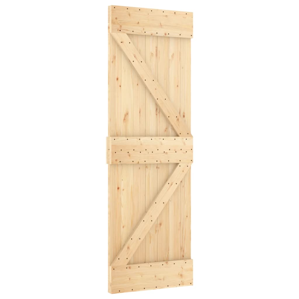 Ușă Glisantă Cu Set De Feronerie 70X210 Cm, Lemn Masiv De Pin