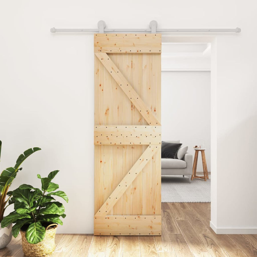 Ușă Glisantă Cu Set De Feronerie 70X210 Cm, Lemn Masiv De Pin