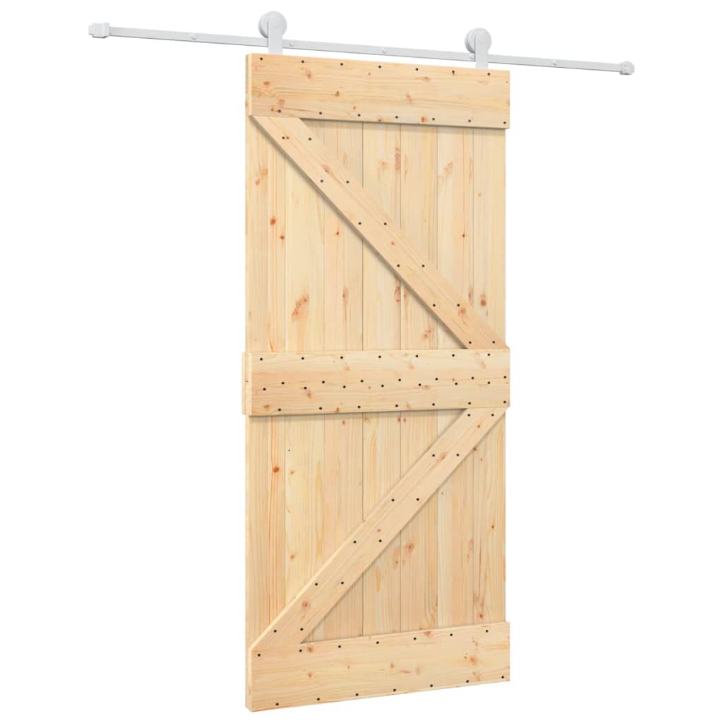 Ușă Glisantă Cu Set De Feronerie 95X210 Cm, Lemn Masiv De Pin