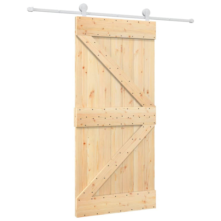 Ușă Glisantă Cu Set De Feronerie 95X210 Cm, Lemn Masiv De Pin