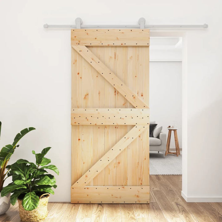 Ușă Glisantă Cu Set De Feronerie 95X210 Cm, Lemn Masiv De Pin