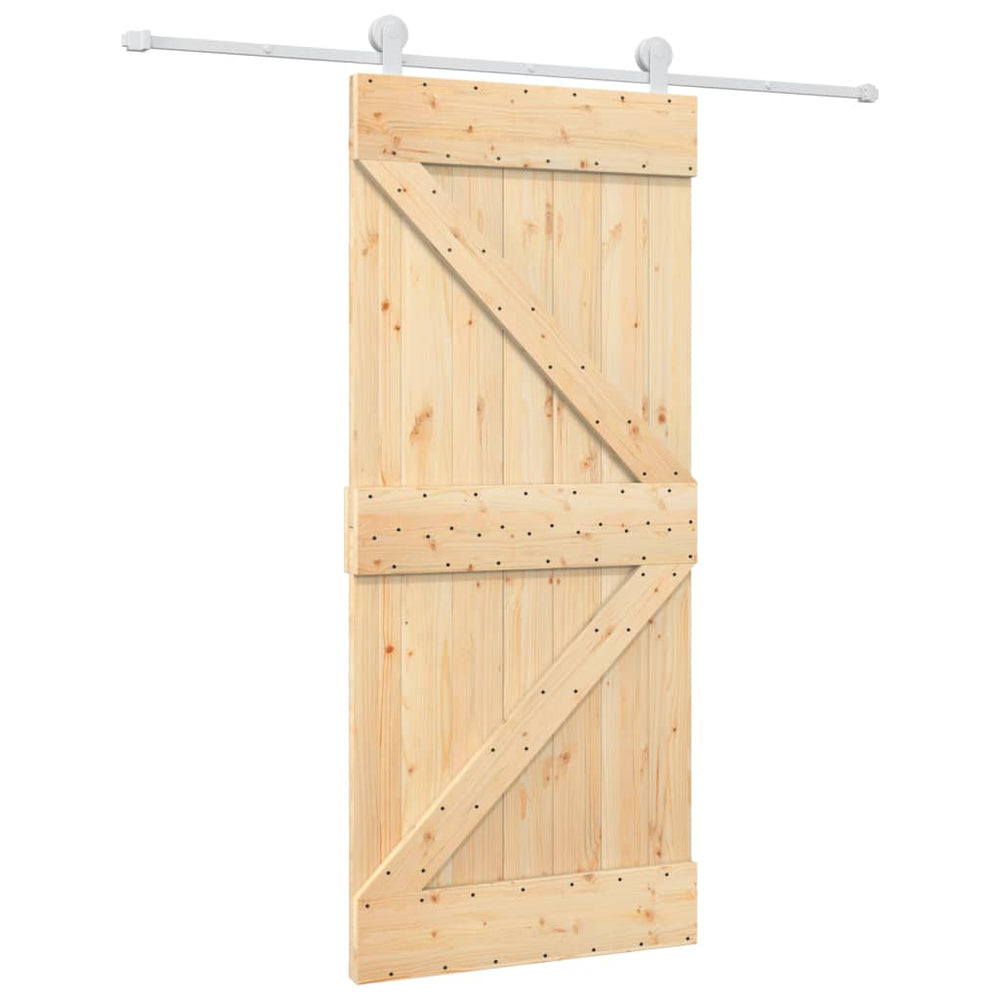 Ușă Glisantă Cu Set Feronerie, 90X210 Cm, Lemn Masiv De Pin
