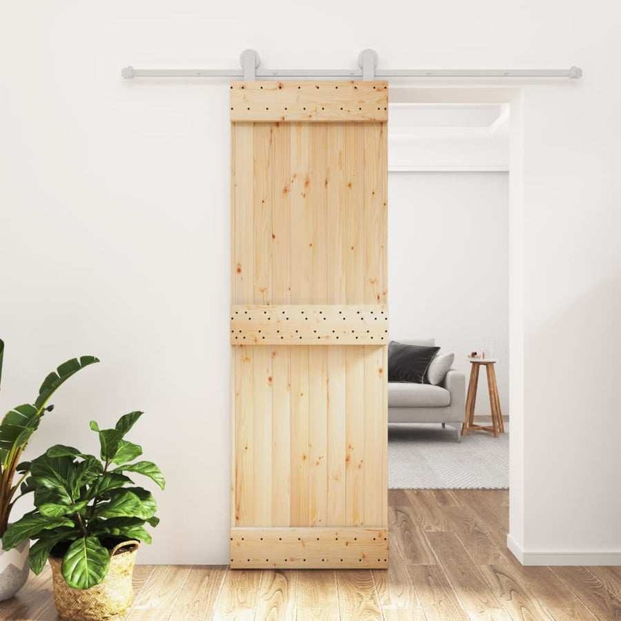 Ușă Glisantă Cu Set De Feronerie 70X210 Cm, Lemn Masiv De Pin