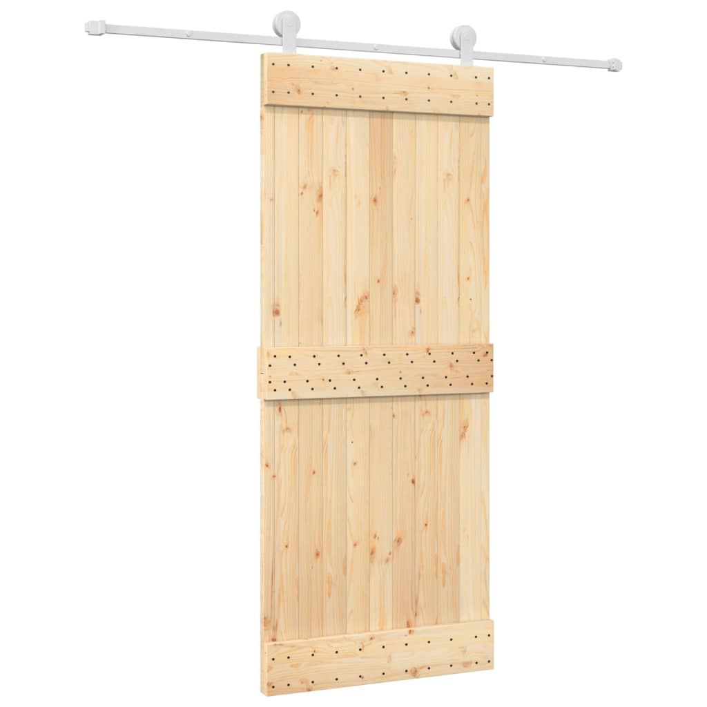 Ușă Glisantă Cu Set De Feronerie 85X210 Cm, Lemn Masiv De Pin
