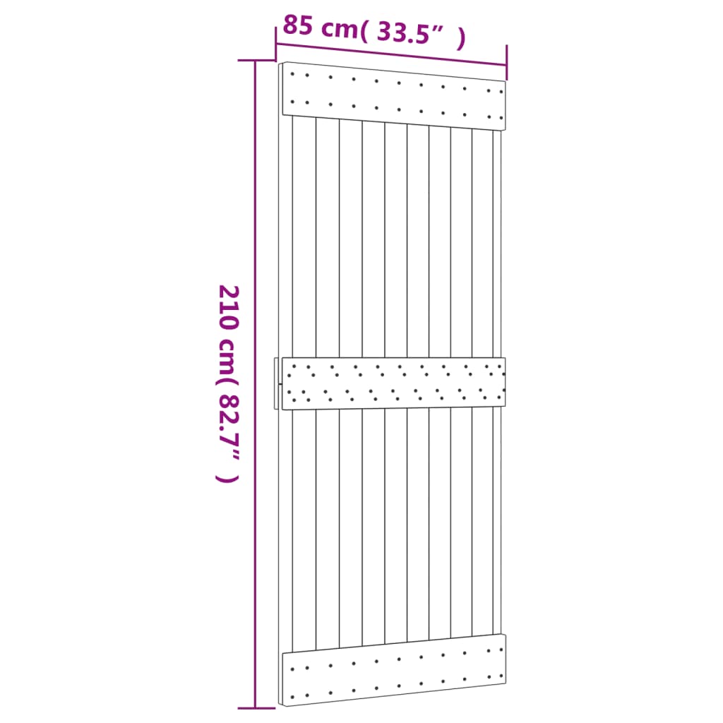 Ușă Glisantă Cu Set De Feronerie 85X210 Cm, Lemn Masiv De Pin