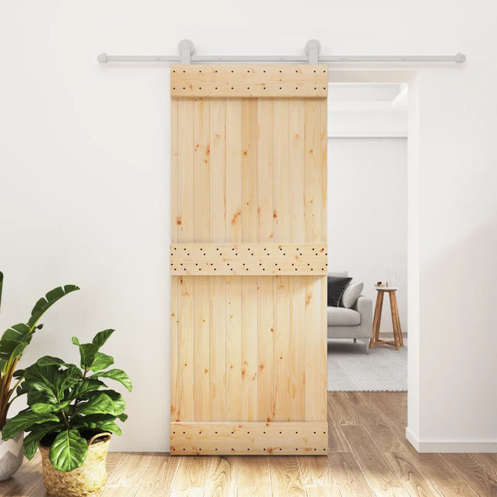 Ușă Glisantă Cu Set De Feronerie 85X210 Cm, Lemn Masiv De Pin