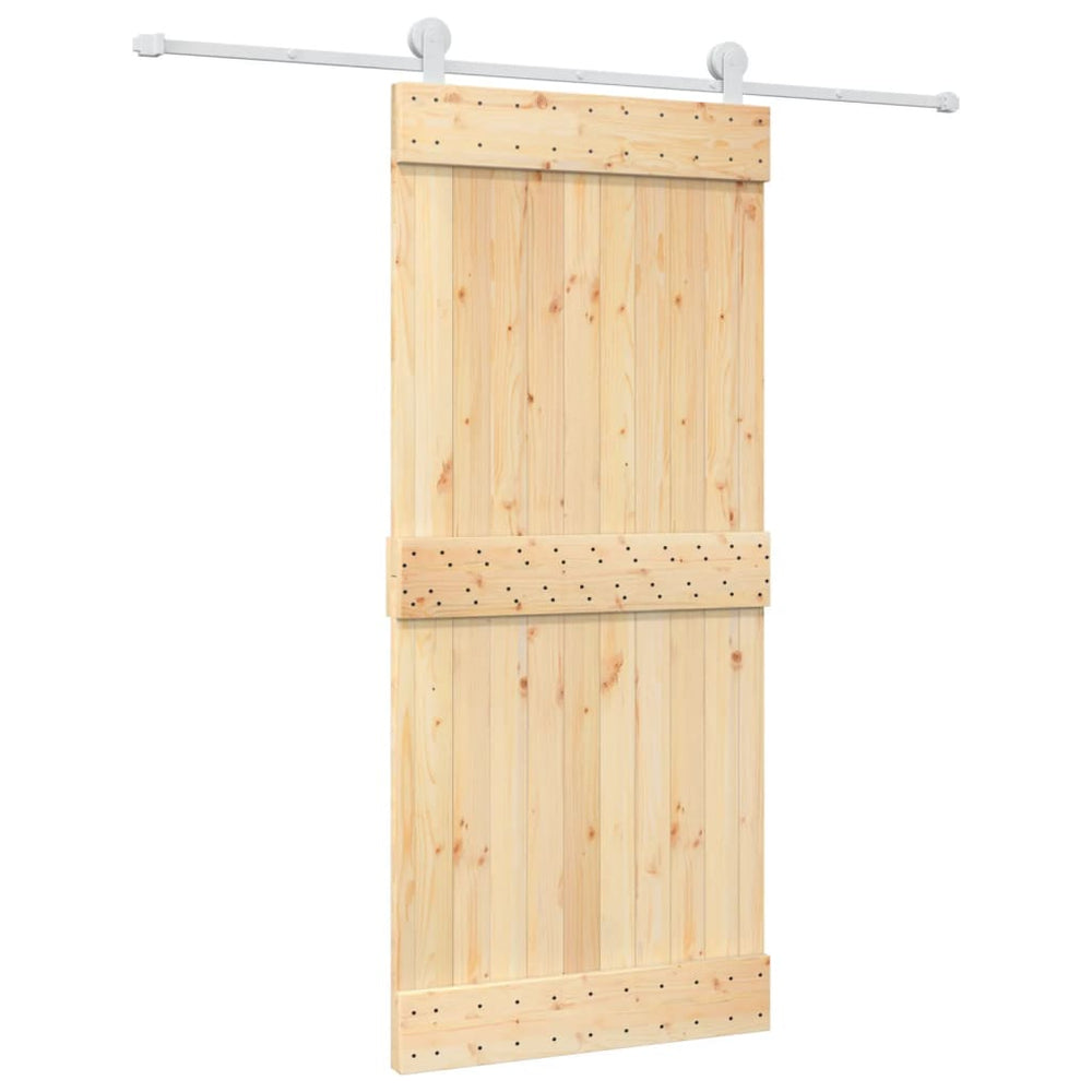Ușă Glisantă Cu Set Feronerie, 90X210 Cm, Lemn Masiv De Pin