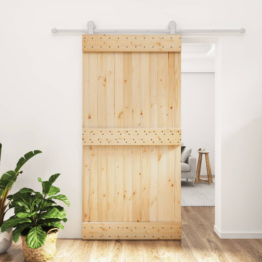 Ușă Glisantă Cu Set Feronerie, 100X210 Cm, Lemn Masiv De Pin