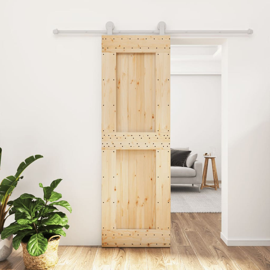 Ușă Glisantă Cu Set De Feronerie 70X210 Cm, Lemn Masiv De Pin