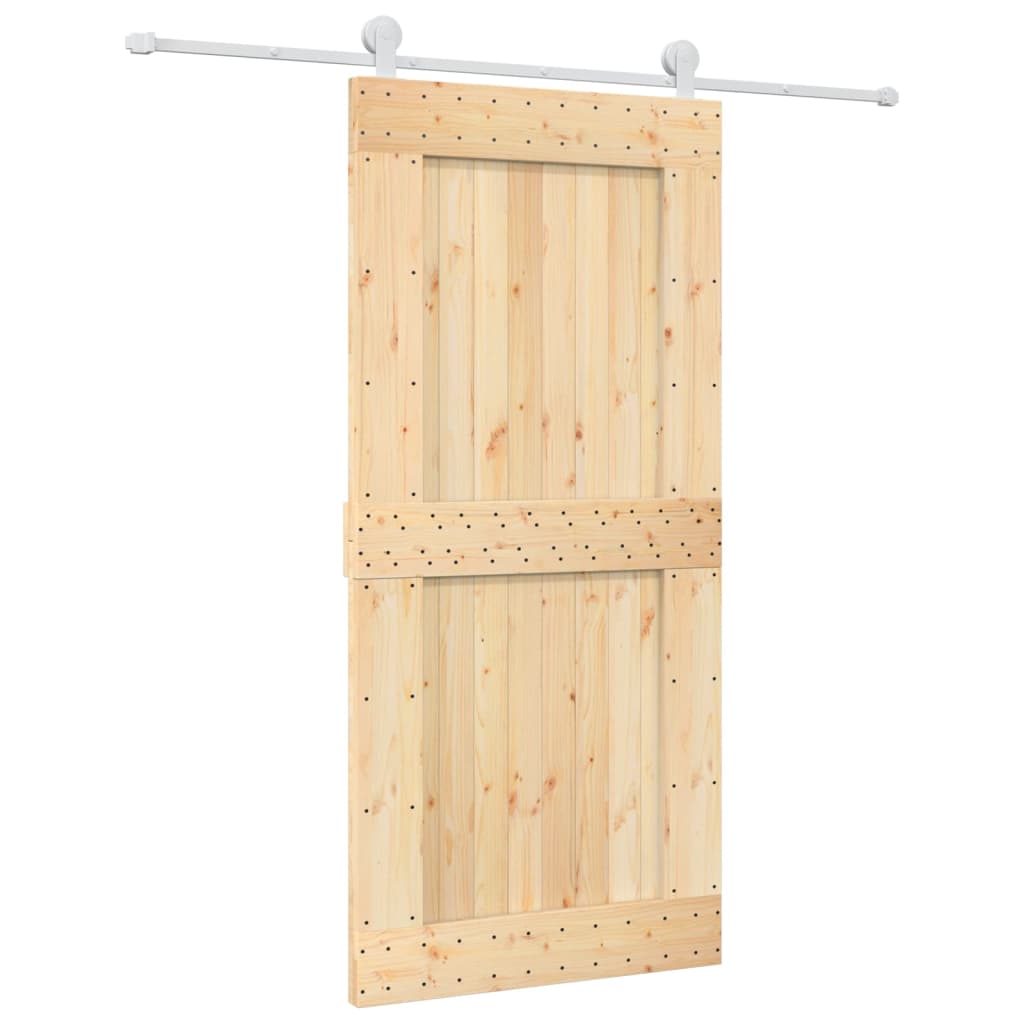 Ușă Glisantă Cu Set De Feronerie 95X210 Cm, Lemn Masiv De Pin