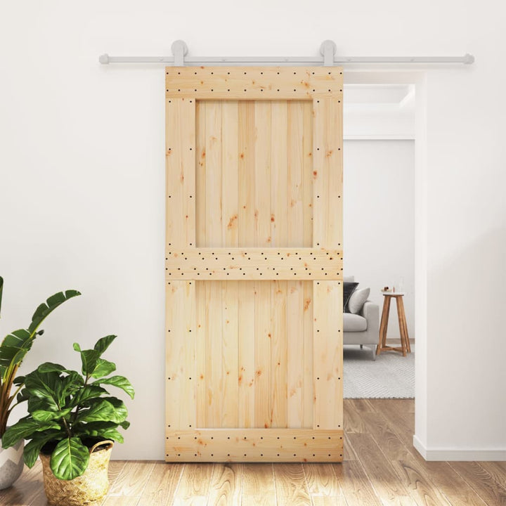 Ușă Glisantă Cu Set De Feronerie 95X210 Cm, Lemn Masiv De Pin