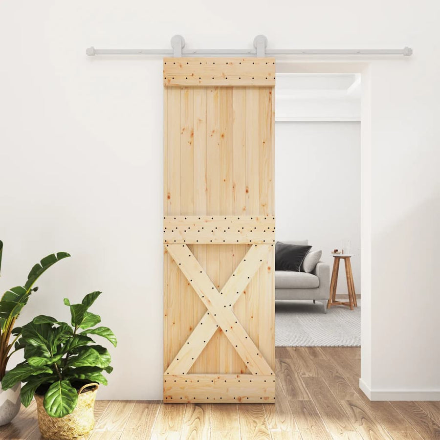 Ușă Glisantă Cu Set De Feronerie 70X210 Cm, Lemn Masiv De Pin