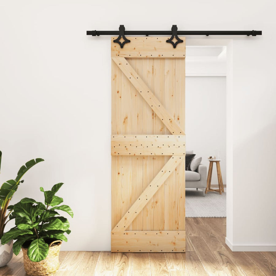 Ușă Glisantă Cu Set De Feronerie 70X210 Cm, Lemn Masiv De Pin