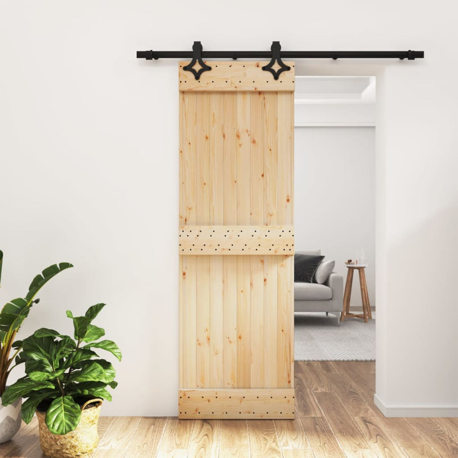 Ușă Glisantă Cu Set De Feronerie 70X210 Cm, Lemn Masiv De Pin