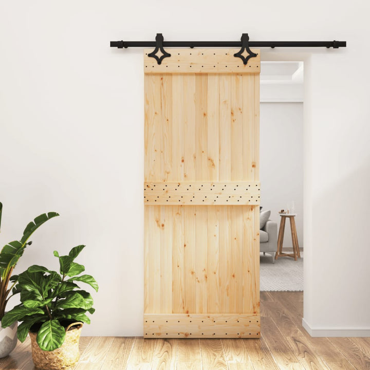 Ușă Glisantă Cu Set De Feronerie 85X210 Cm, Lemn Masiv De Pin