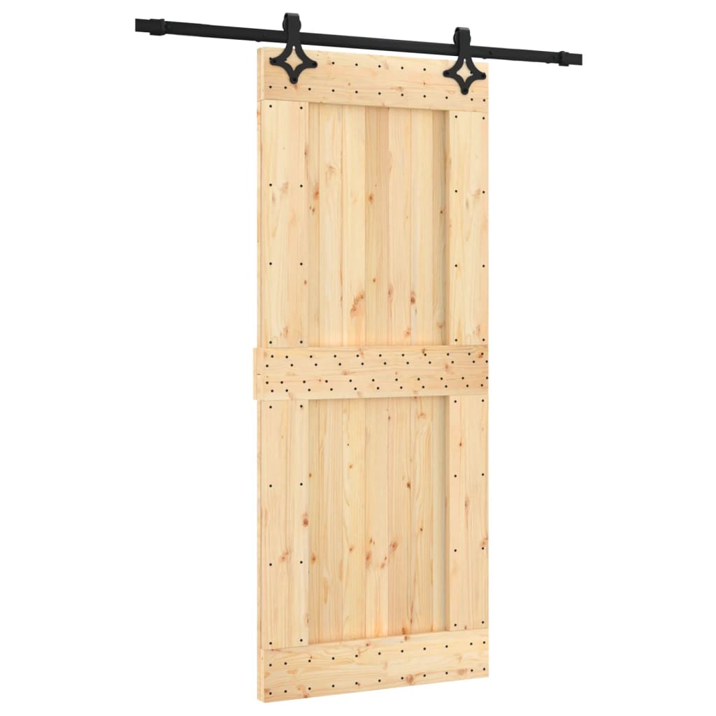 Ușă Glisantă Cu Set De Feronerie 85X210 Cm, Lemn Masiv De Pin