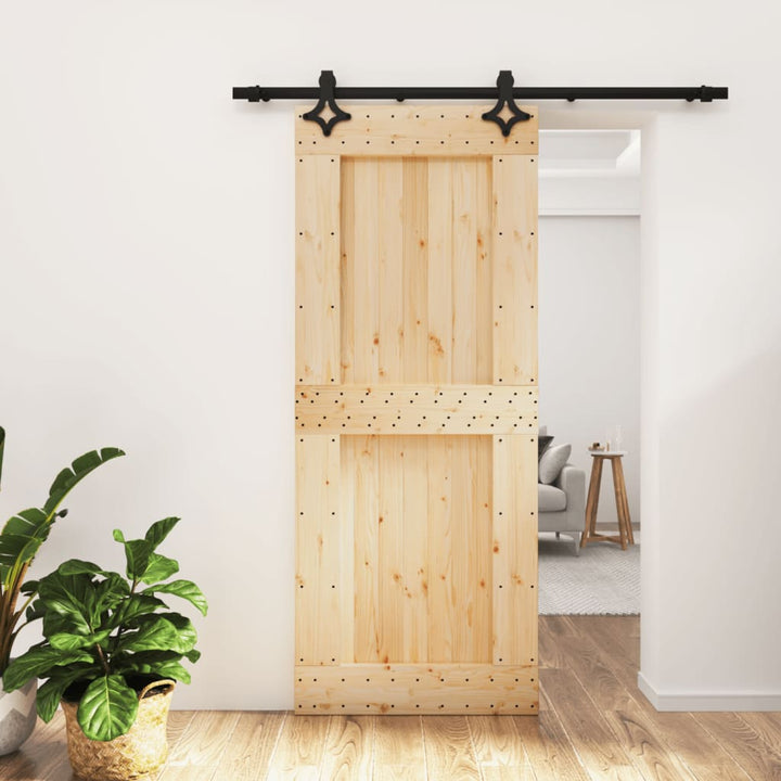 Ușă Glisantă Cu Set De Feronerie 85X210 Cm, Lemn Masiv De Pin