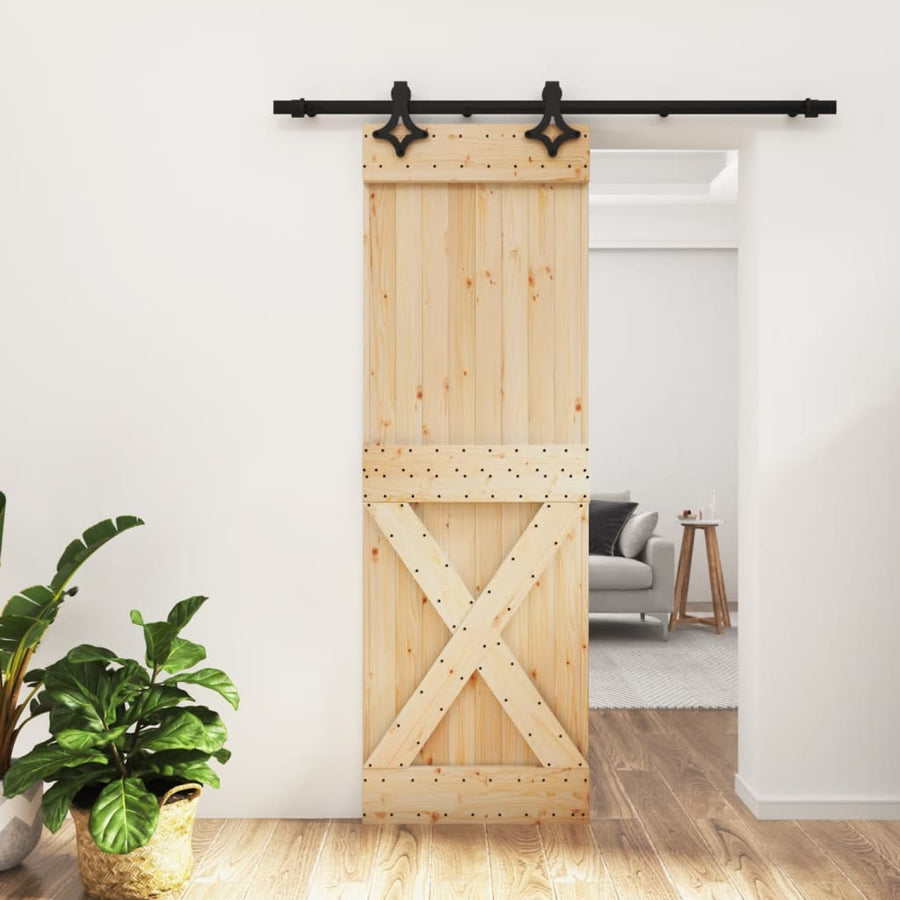 Ușă Glisantă Cu Set De Feronerie 70X210 Cm, Lemn Masiv De Pin