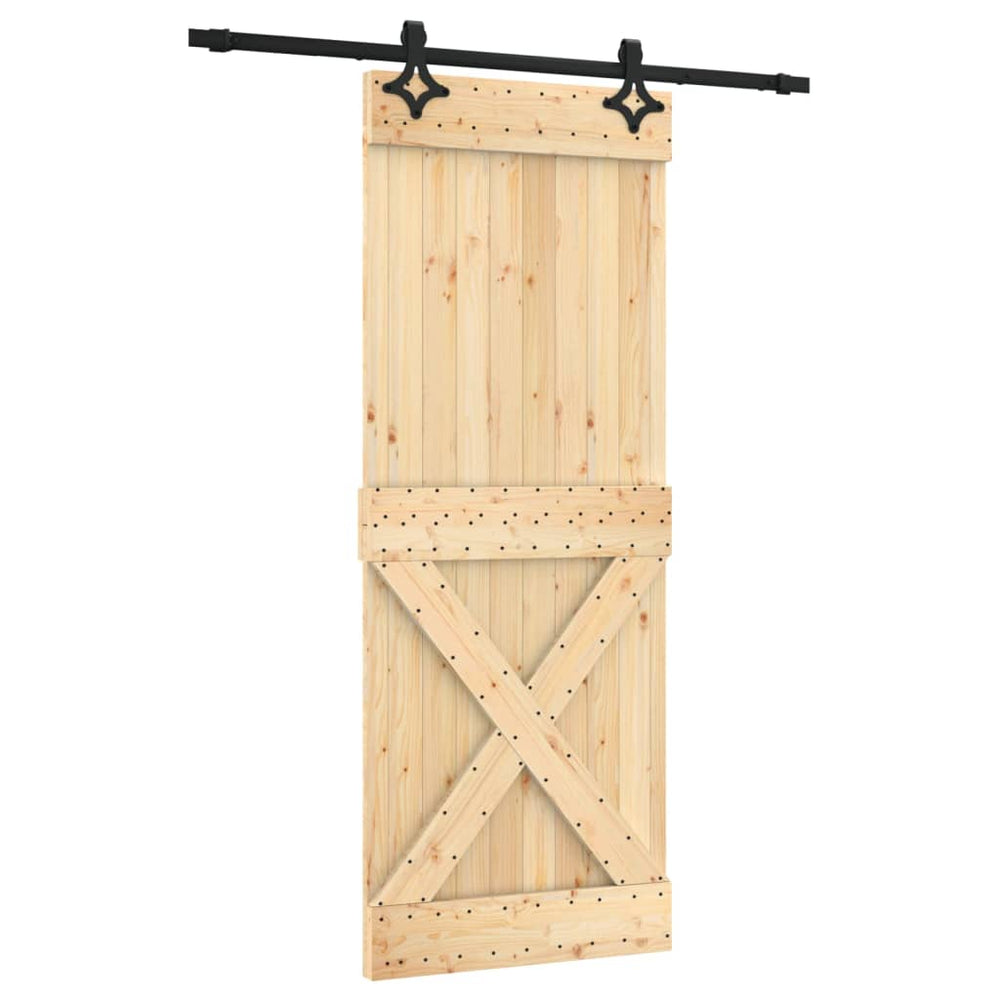 Ușă Glisantă Cu Set De Feronerie 80X210 Cm, Lemn Masiv De Pin