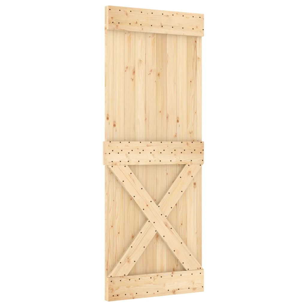 Ușă Glisantă Cu Set De Feronerie 80X210 Cm, Lemn Masiv De Pin