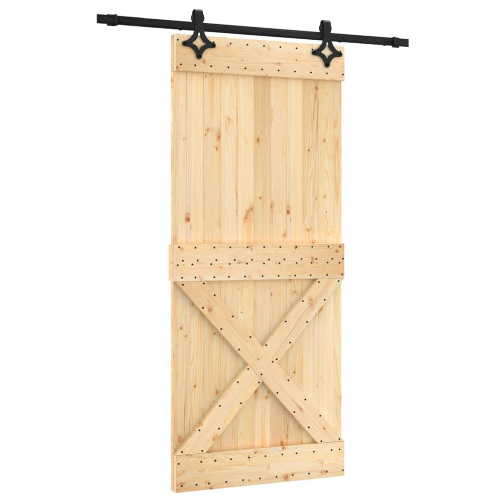 Ușă Glisantă Cu Set Feronerie, 90X210 Cm, Lemn Masiv De Pin