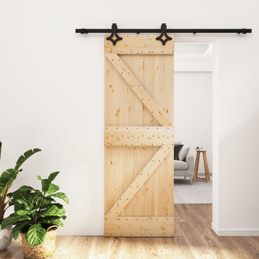 Ușă Glisantă Cu Set De Feronerie 70X210 Cm, Lemn Masiv De Pin