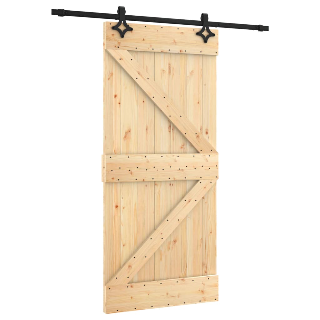 Ușă Glisantă Cu Set De Feronerie 95X210 Cm, Lemn Masiv De Pin