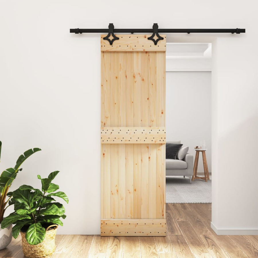 Ușă Glisantă Cu Set De Feronerie 70X210 Cm, Lemn Masiv De Pin