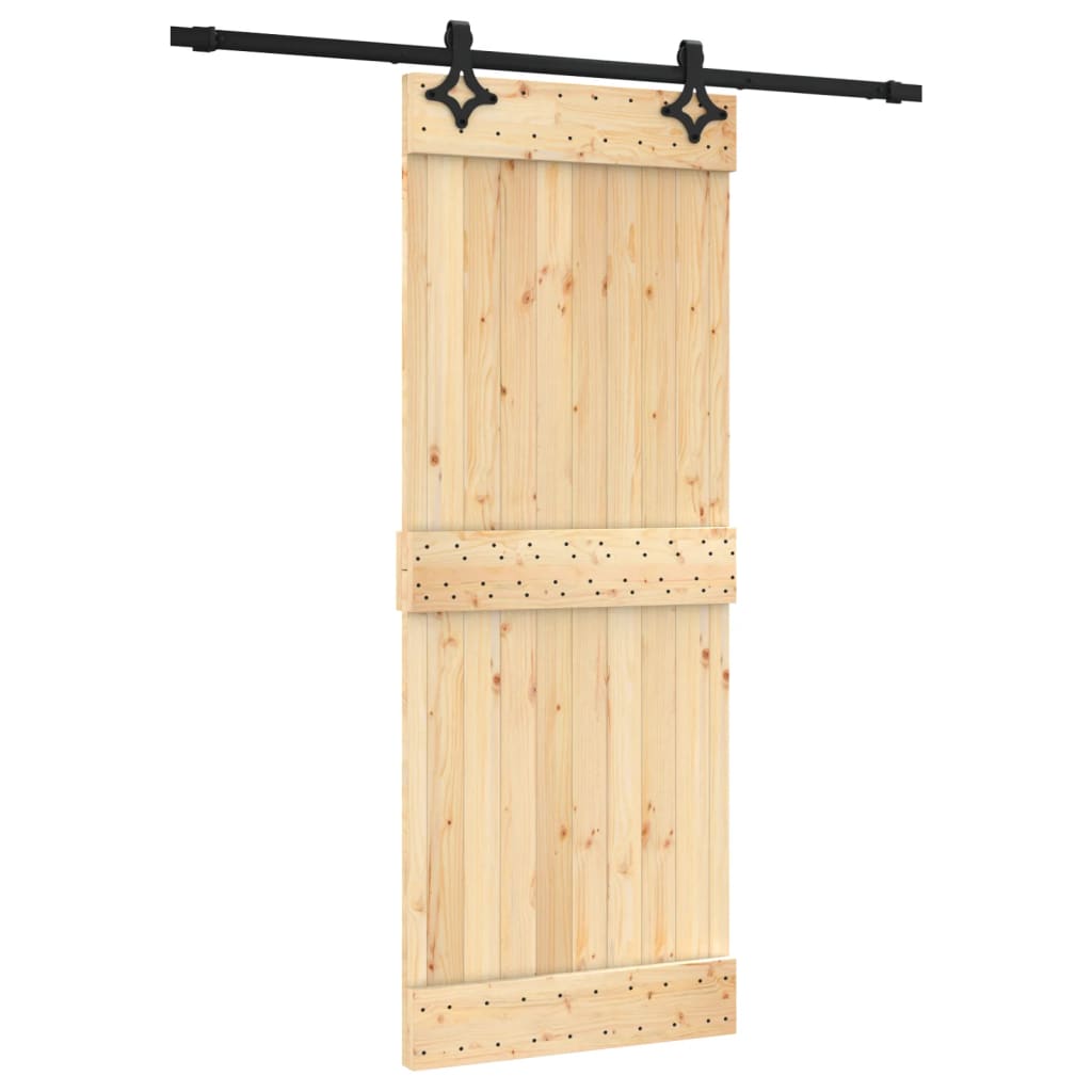 Ușă Glisantă Cu Set De Feronerie 80X210 Cm, Lemn Masiv De Pin