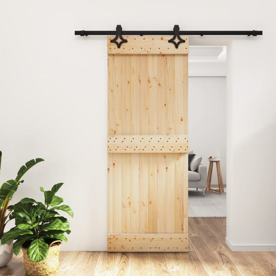 Ușă Glisantă Cu Set De Feronerie 80X210 Cm, Lemn Masiv De Pin
