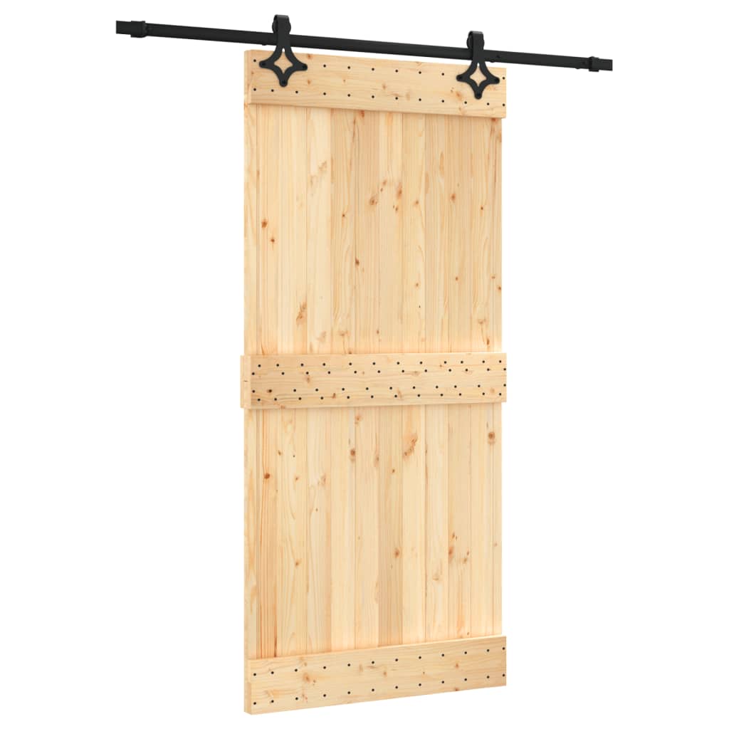 Ușă Glisantă Cu Set De Feronerie 95X210 Cm, Lemn Masiv De Pin