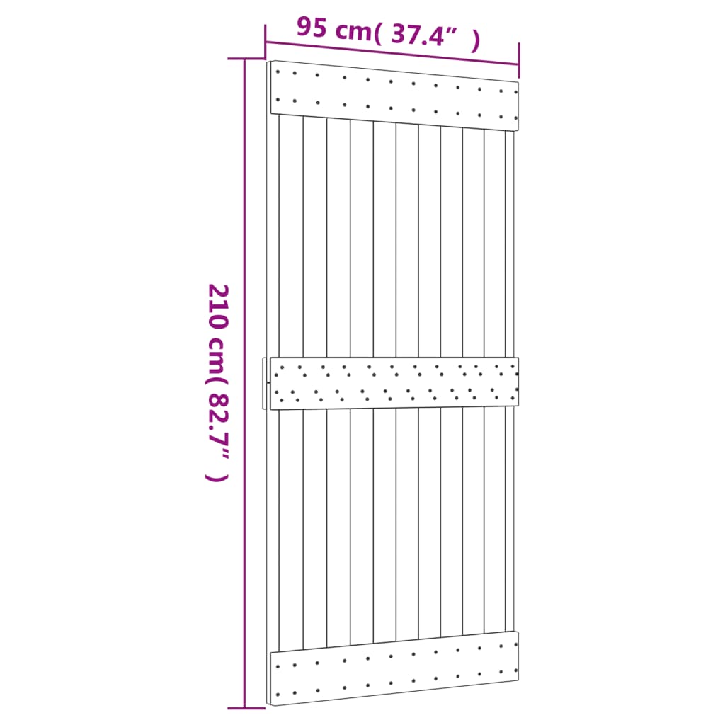Ușă Glisantă Cu Set De Feronerie 95X210 Cm, Lemn Masiv De Pin