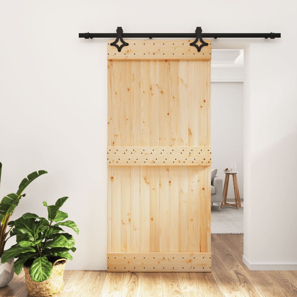 Ușă Glisantă Cu Set De Feronerie 95X210 Cm, Lemn Masiv De Pin