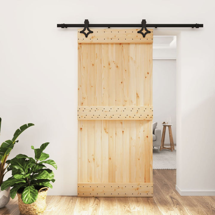 Ușă Glisantă Cu Set De Feronerie 95X210 Cm, Lemn Masiv De Pin