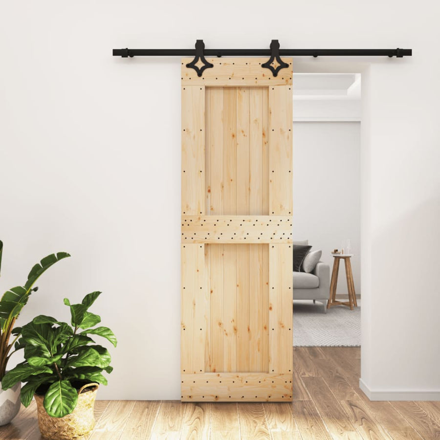 Ușă Glisantă Cu Set De Feronerie 70X210 Cm, Lemn Masiv De Pin