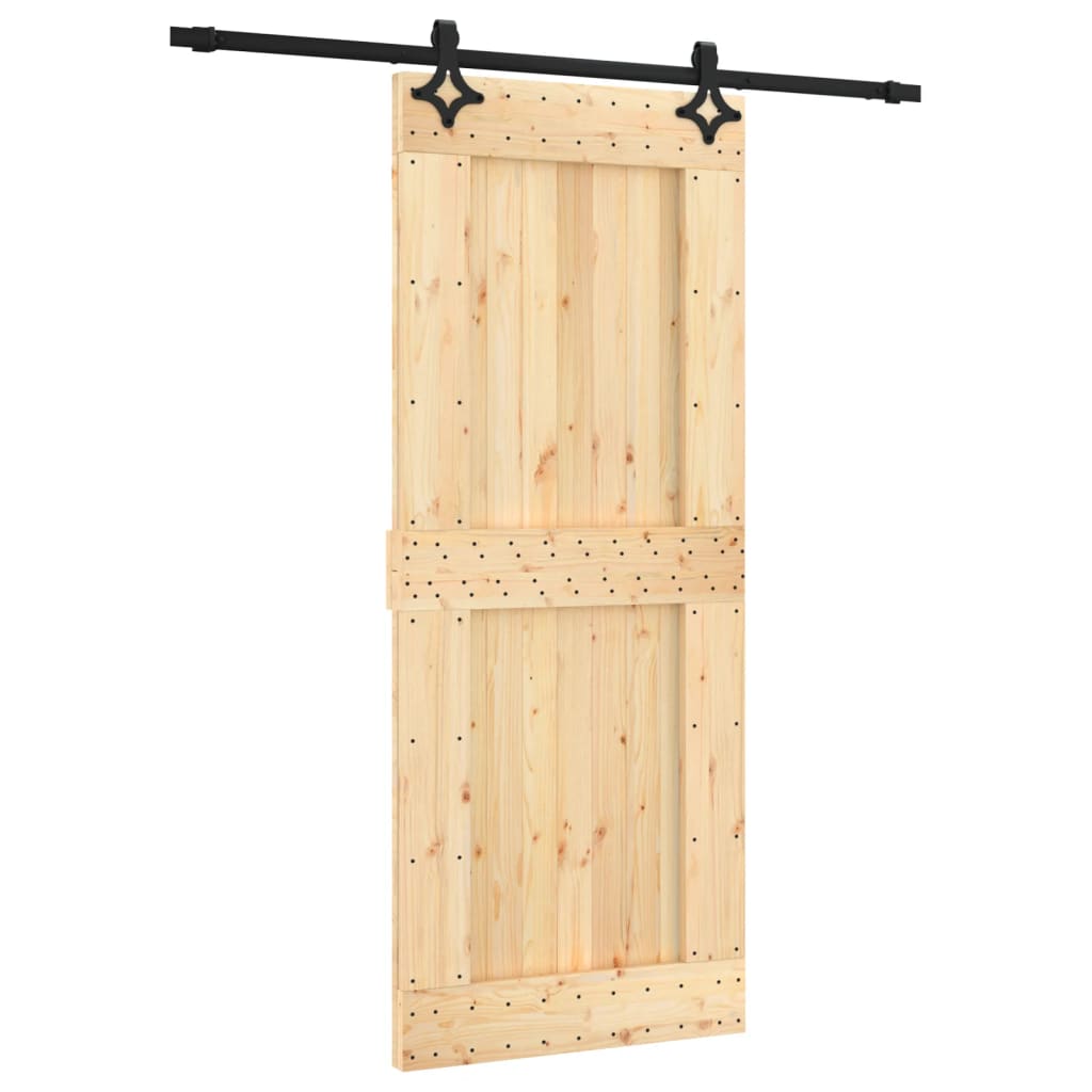Ușă Glisantă Cu Set De Feronerie 85X210 Cm, Lemn Masiv De Pin