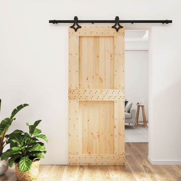 Ușă Glisantă Cu Set De Feronerie 85X210 Cm, Lemn Masiv De Pin