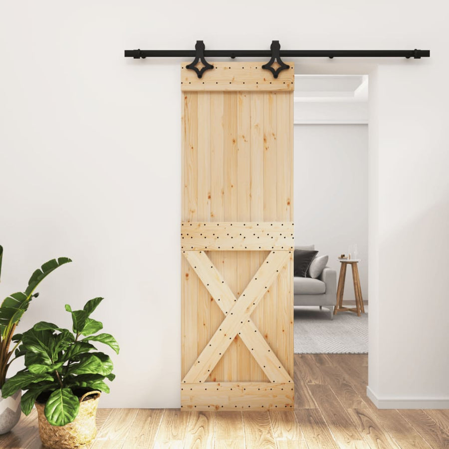 Ușă Glisantă Cu Set De Feronerie 70X210 Cm, Lemn Masiv De Pin