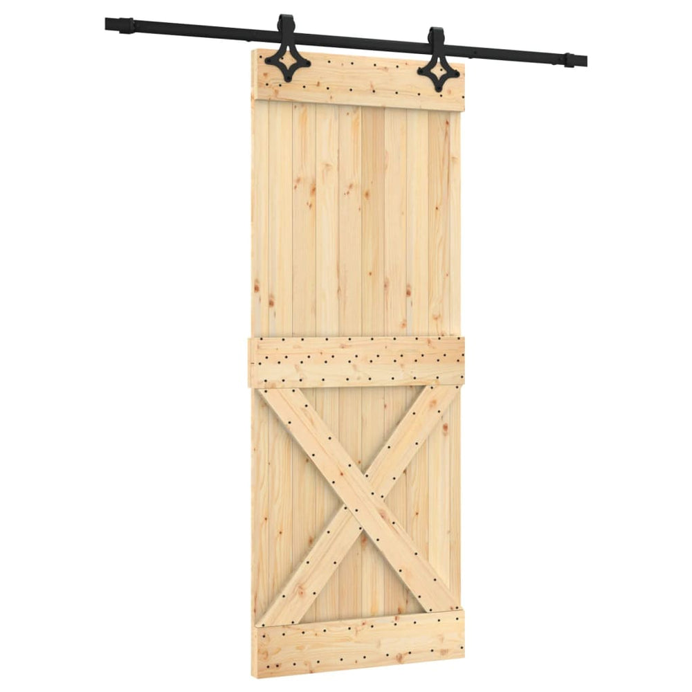 Ușă Glisantă Cu Set De Feronerie 80X210 Cm, Lemn Masiv De Pin