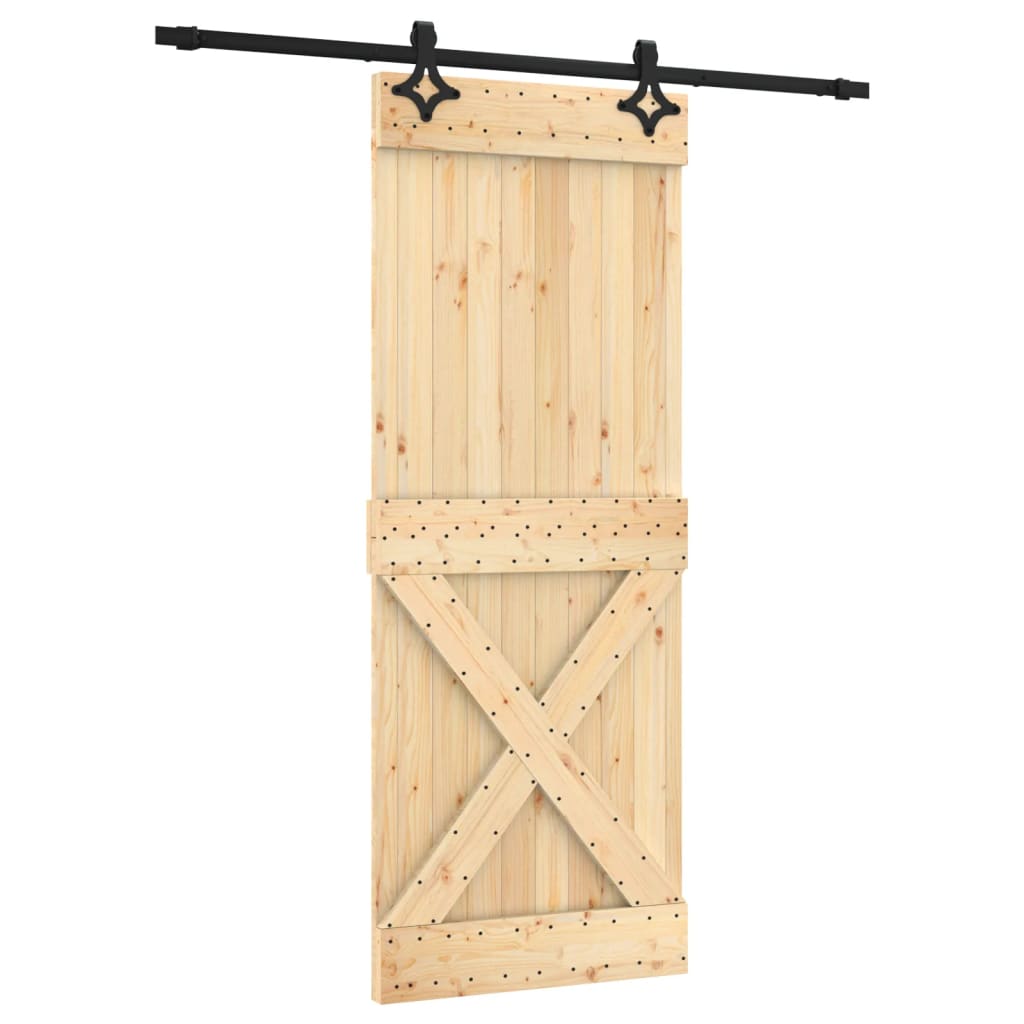 Ușă Glisantă Cu Set De Feronerie 80X210 Cm, Lemn Masiv De Pin
