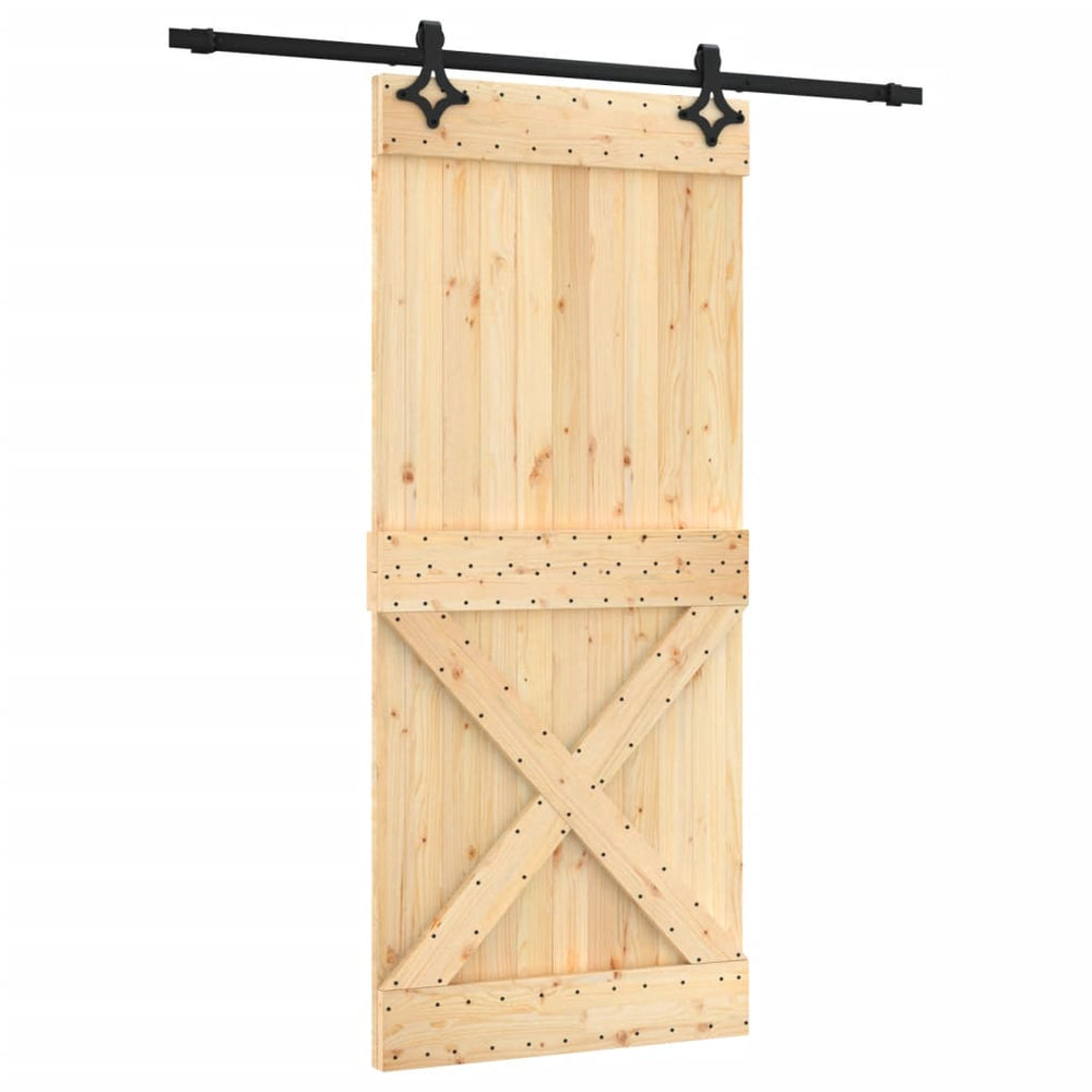 Ușă Glisantă Cu Set Feronerie, 90X210 Cm, Lemn Masiv De Pin
