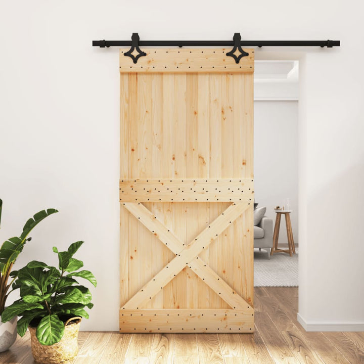 Ușă Glisantă Cu Set Feronerie, 100X210 Cm, Lemn Masiv De Pin