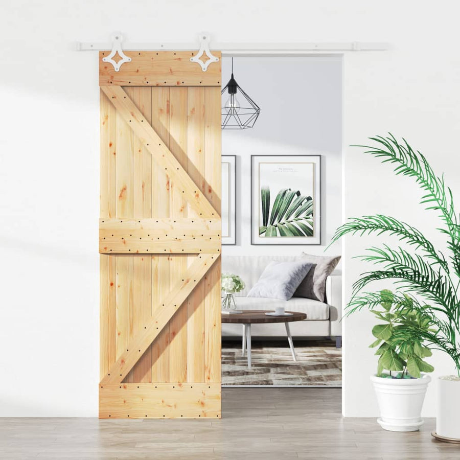 Ușă Glisantă Cu Set De Feronerie 70X210 Cm, Lemn Masiv De Pin