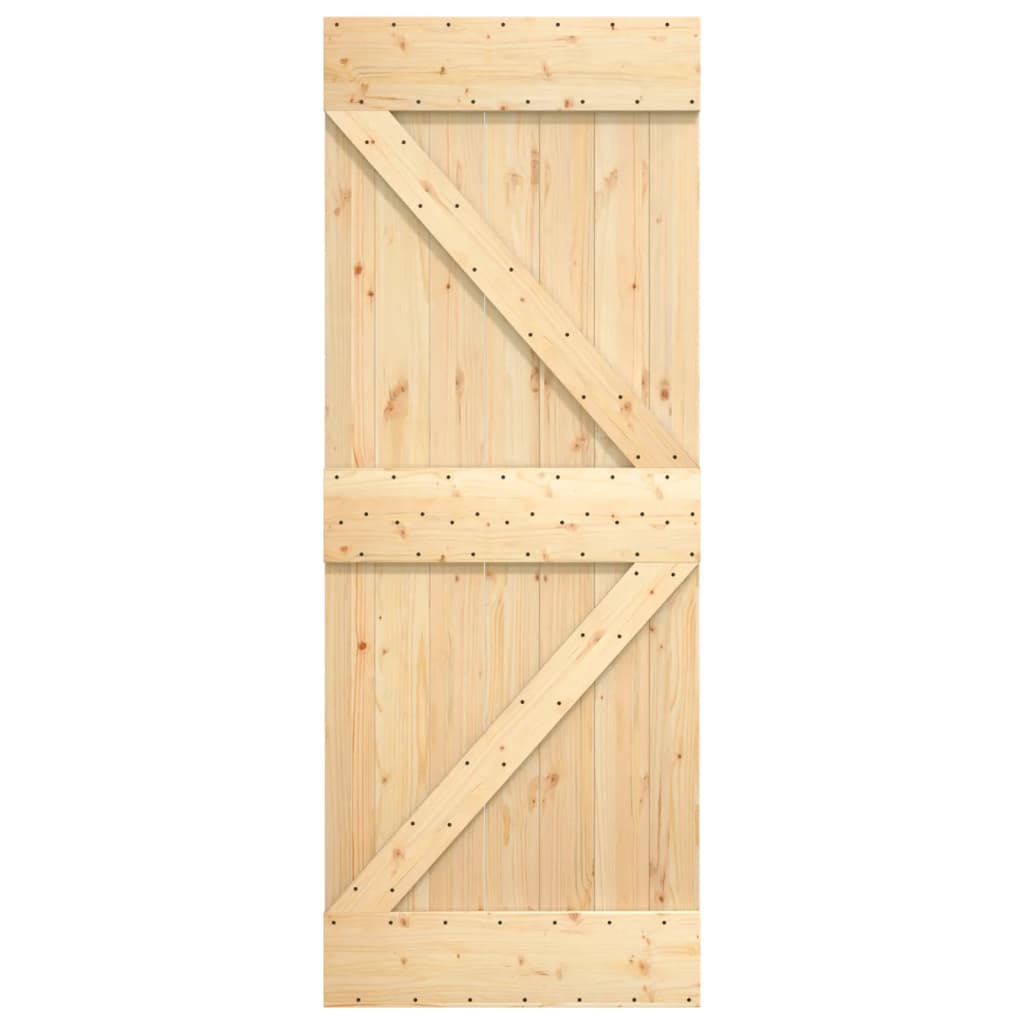 Ușă Glisantă Cu Set De Feronerie 85X210 Cm, Lemn Masiv De Pin