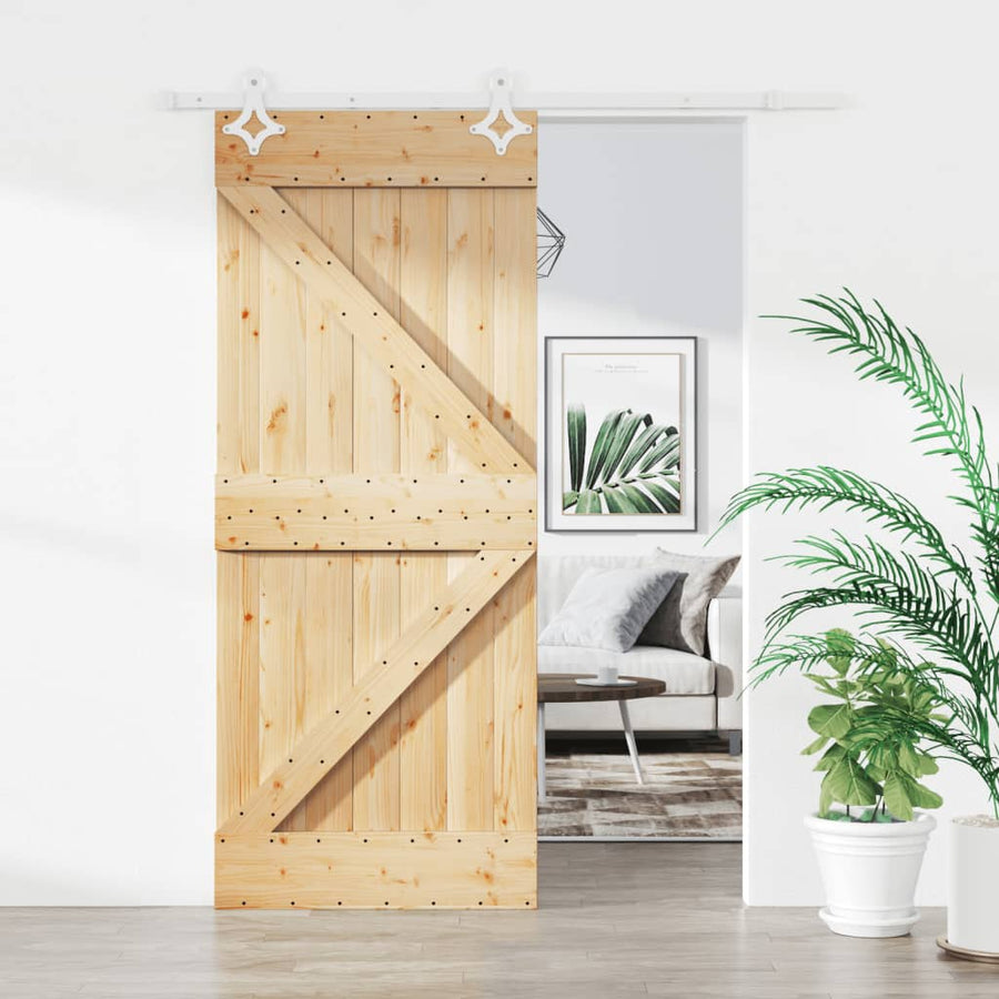 Ușă Glisantă Cu Set De Feronerie 85X210 Cm, Lemn Masiv De Pin