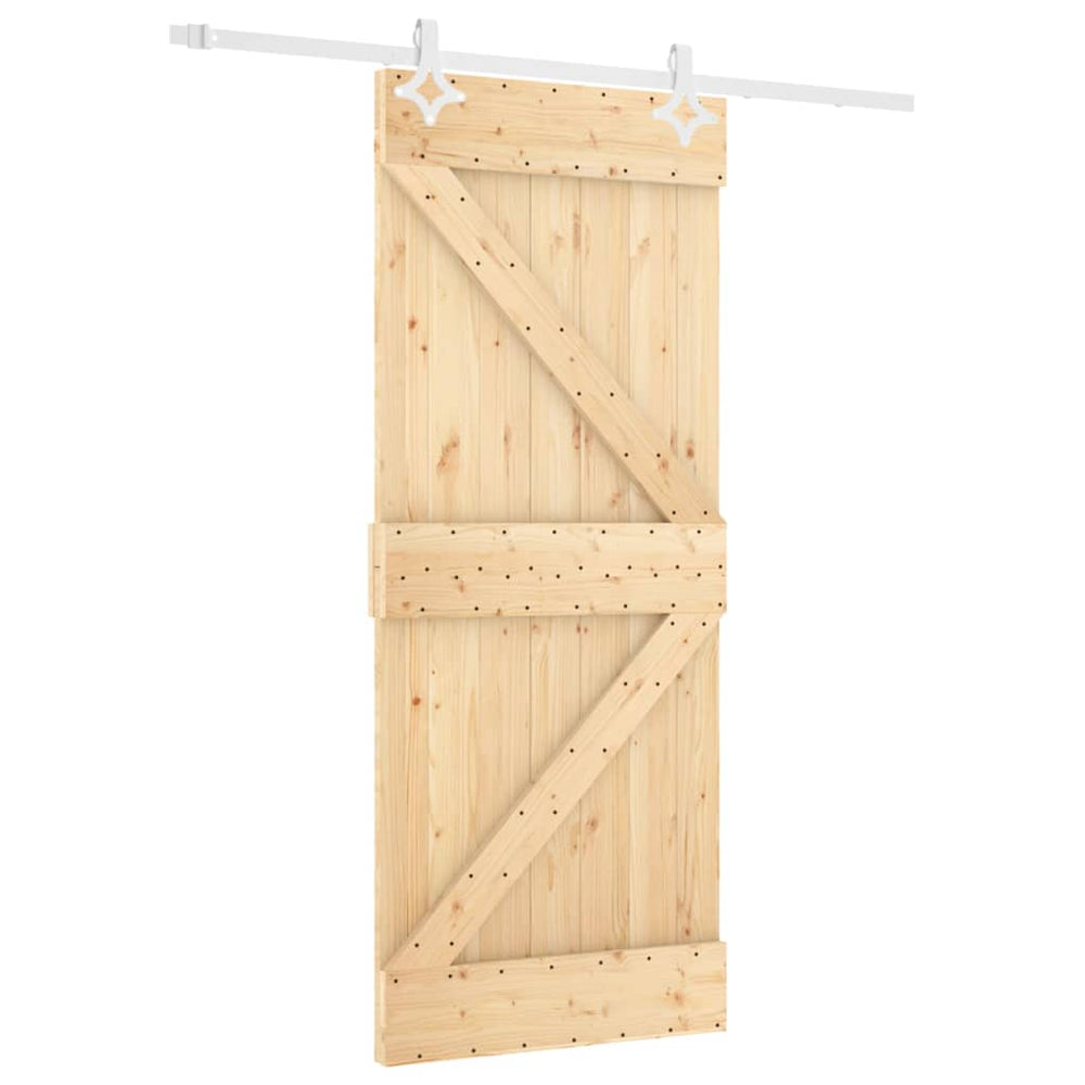 Ușă Glisantă Cu Set De Feronerie 80X210 Cm, Lemn Masiv De Pin