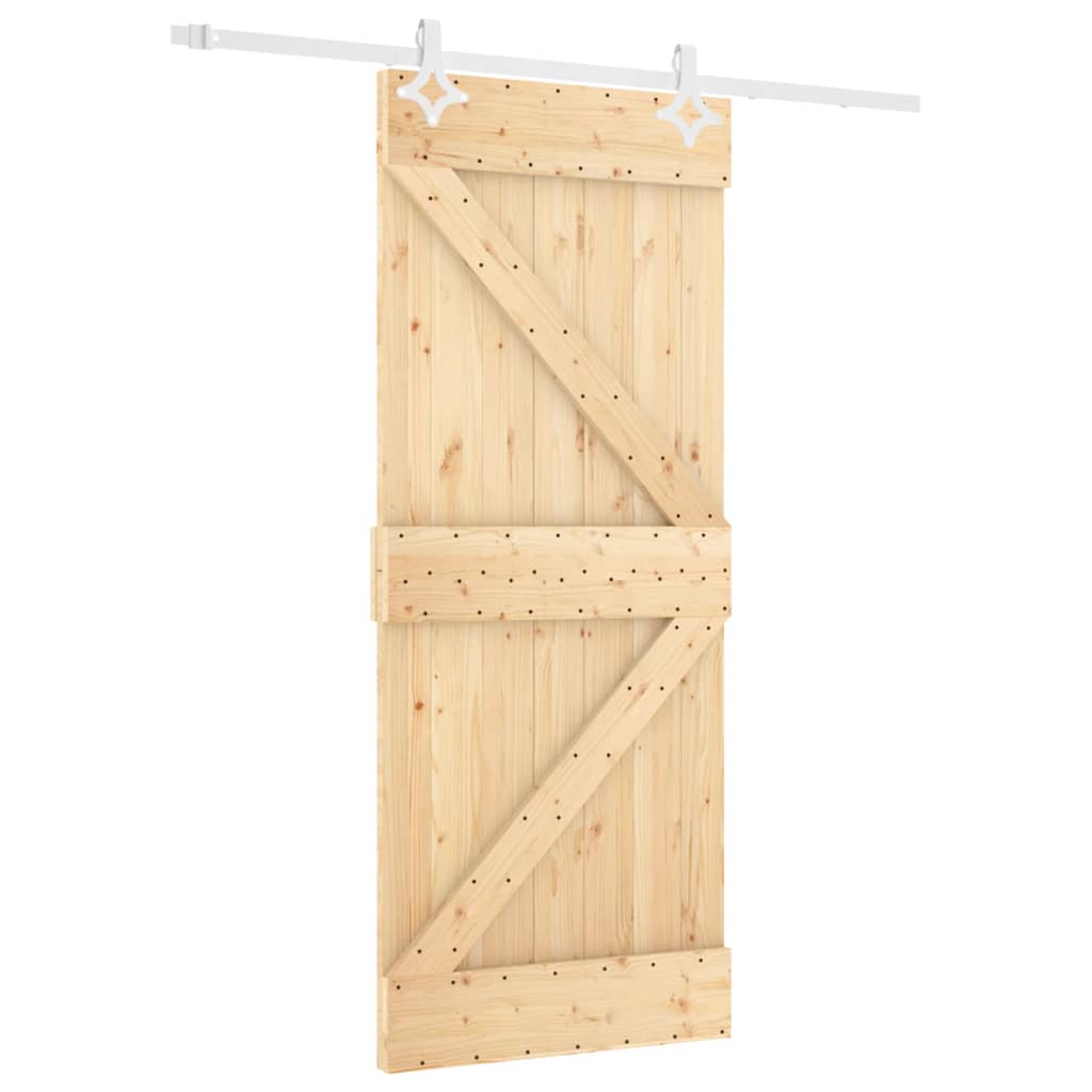 Ușă Glisantă Cu Set De Feronerie 80X210 Cm, Lemn Masiv De Pin
