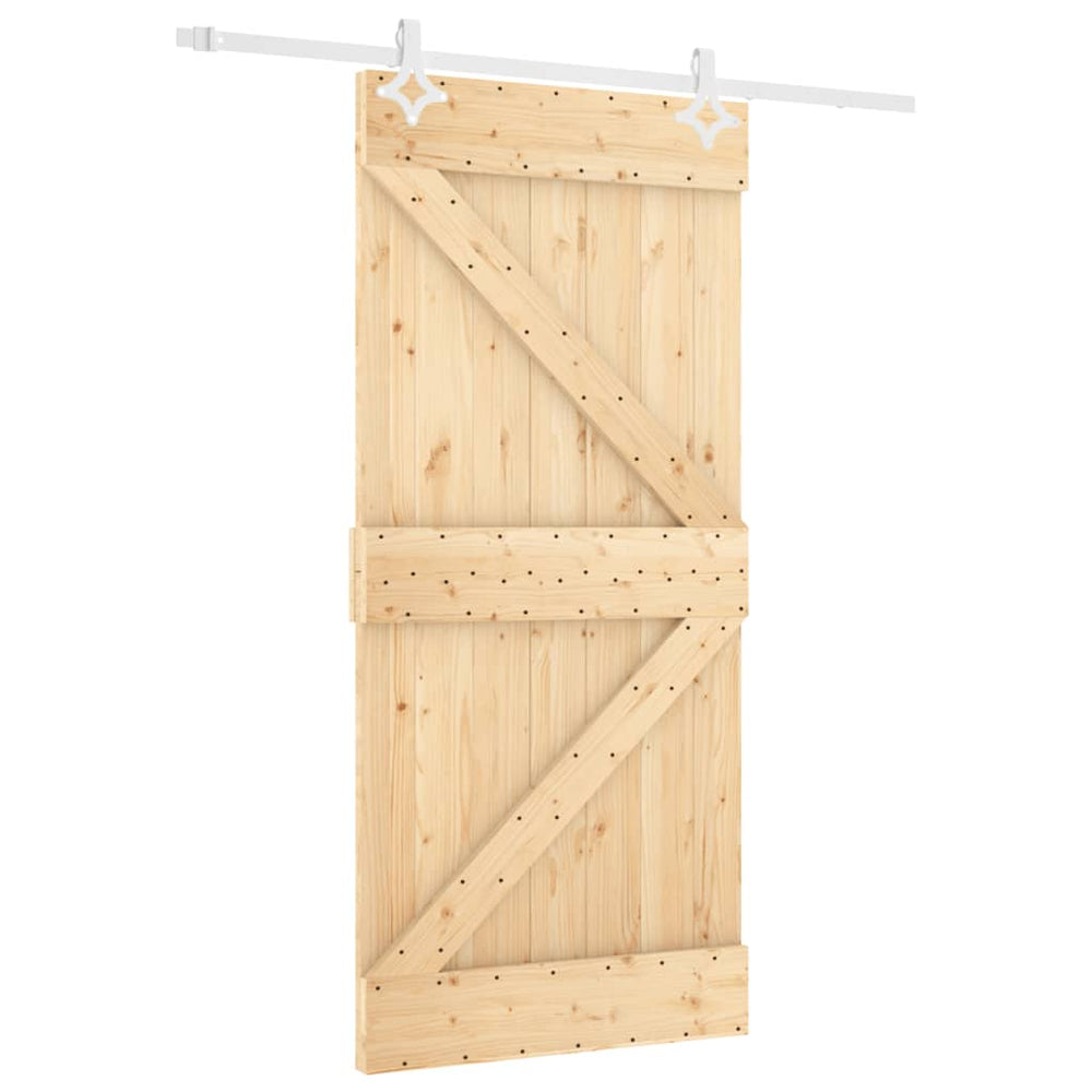 Ușă Glisantă Cu Set Feronerie, 90X210 Cm, Lemn Masiv De Pin
