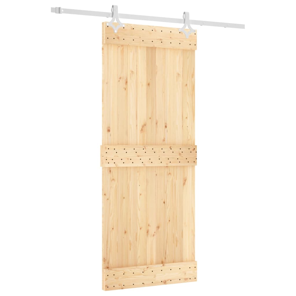 Ușă Glisantă Cu Set De Feronerie 85X210 Cm, Lemn Masiv De Pin